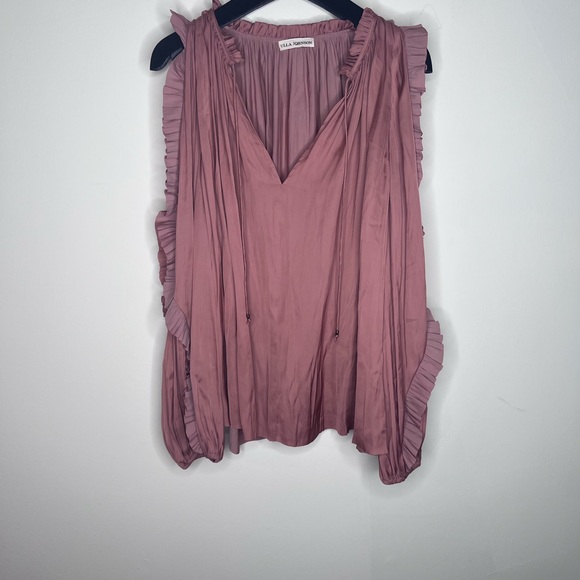 ULLA JOHNSON Women’s Britt Ruffled Cold Shoulder  Blouse In Clay Size 8 - Picture 4 of 7